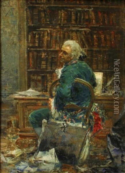 Le Bibliothecaire Oil Painting - Salvador Sanchez Barbudo
