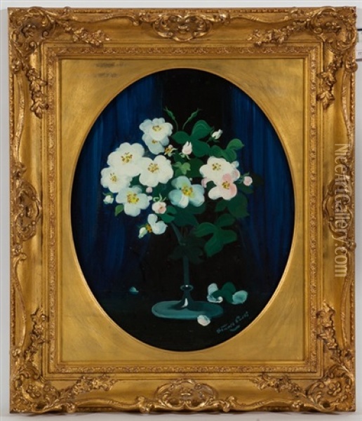 White Flowers In A Vase Oil Painting - Stuart James Park