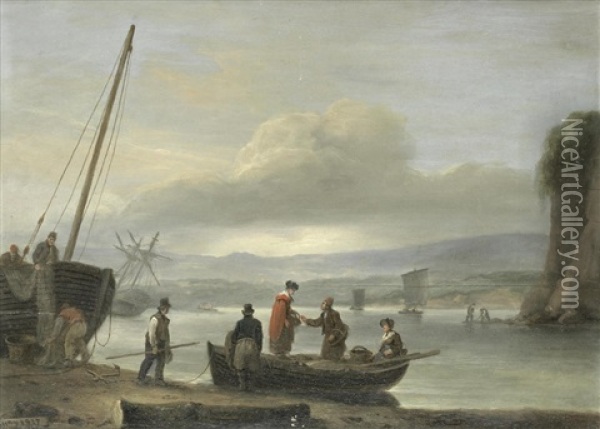 The Ferry Oil Painting - Thomas Luny