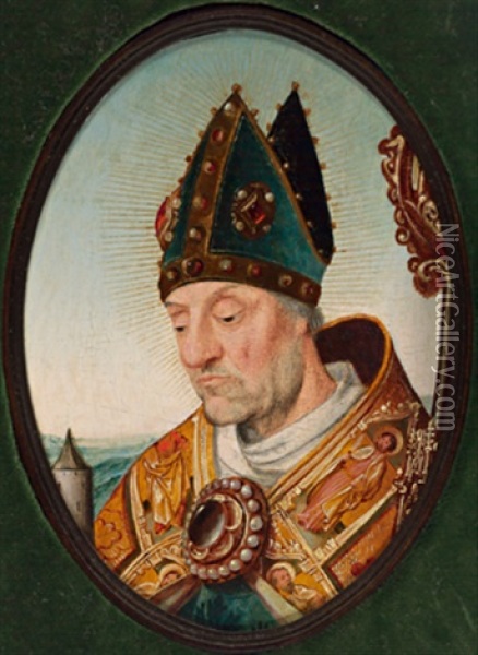 Bildnis Eines Heiligen Bischofs Oil Painting - Aelbrecht Bouts