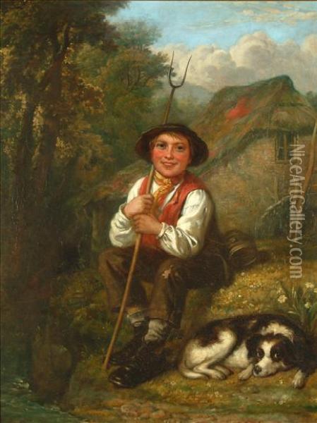 The Young Shepherd Oil Painting - Thomas P. Hall