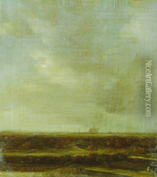 Landscape With Distant View Of Haarlem Oil Painting - Jacob Van Ruisdael