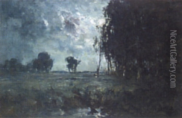 Moonlight Country Landscape Oil Painting - George A. Boyle