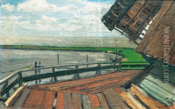 On The Windmill Oil Painting - Friedrich Kallmorgen