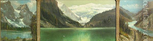 Triptych Of The Sierras Oil Painting - Arthur Putnam