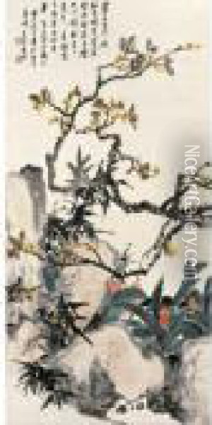 Plum Blossoms Oil Painting - Wu Zheng