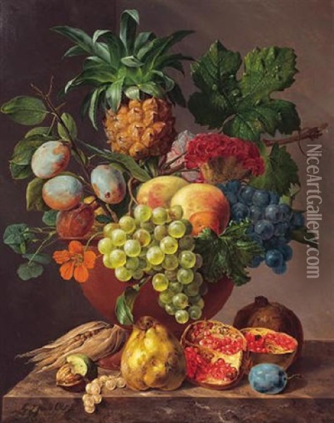 The Fruit Bowl Oil Painting - Georgius Jacobus Johannes van (the Younger) Os