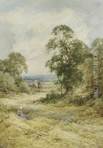 A Girl Resting In A Hayfield Oil Painting - Henry John Sylvester Stannard