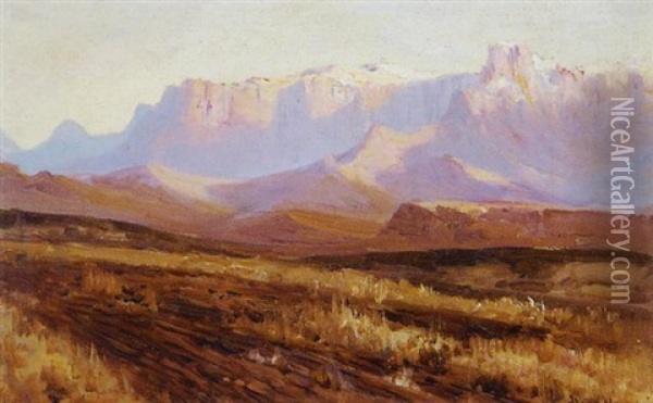 Snow-capped Peaks Oil Painting - Pieter Hugo Naude