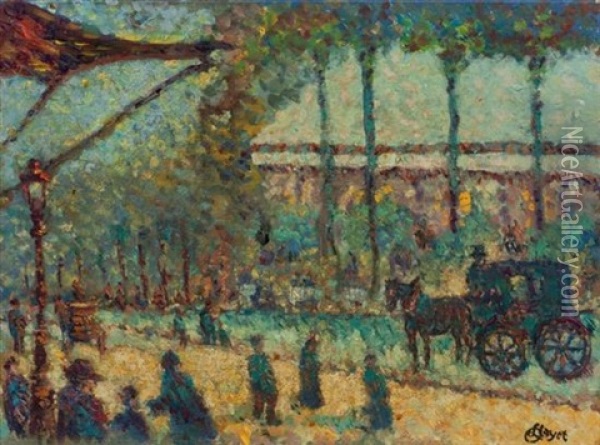 Carriage To The Champs Elysees Oil Painting - Louis Hayet