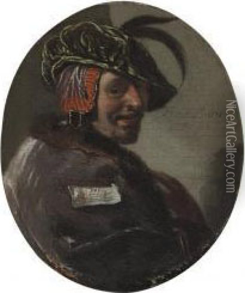 Portrait Of A Man, Bust-length Oil Painting - Frans van Mieris