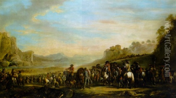 The Aftermath Of A Battle, With The Victorious Commander Surveying The Field Oil Painting - Francesco Simonini