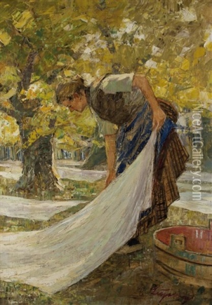 Beim Auslegen Der Tucher Oil Painting - Piet Leysing