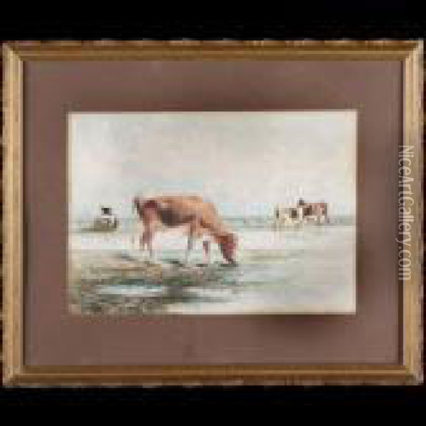 Cows Grazing In Alameda Oil Painting - Richard Detreville