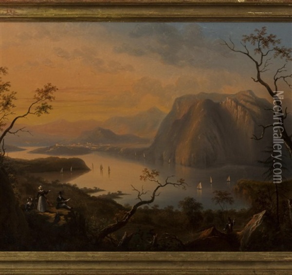 View Of West Point From Bull Hill, On The Hudson River Oil Painting - Victor de Grailly