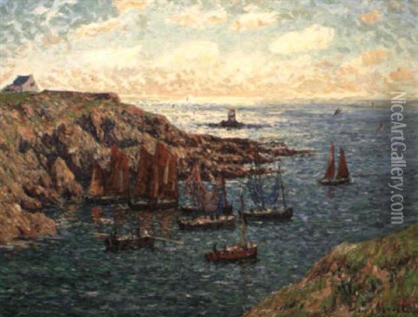 Les Sardiniers Bretons Oil Painting - Henry Moret