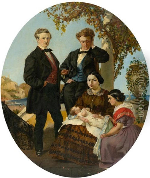 Portrait Of A Family In Andalusia Oil Painting - Frank Buchser