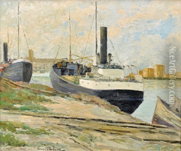 On The Oakland Estuary Oil Painting - Granville S. Redmond