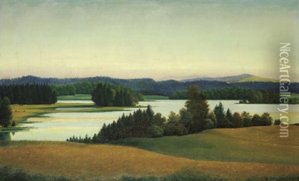 Langburgnersee Oil Painting - Georg Schrimpf