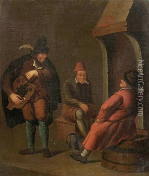 Drei Spielende Manner In Einer Schenke Oil Painting - Dietrich Meyer