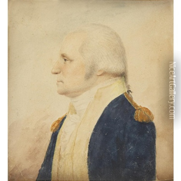 Portrait Miniature Of George Washington In Military Uniform Oil Painting - Raphaelle Peale