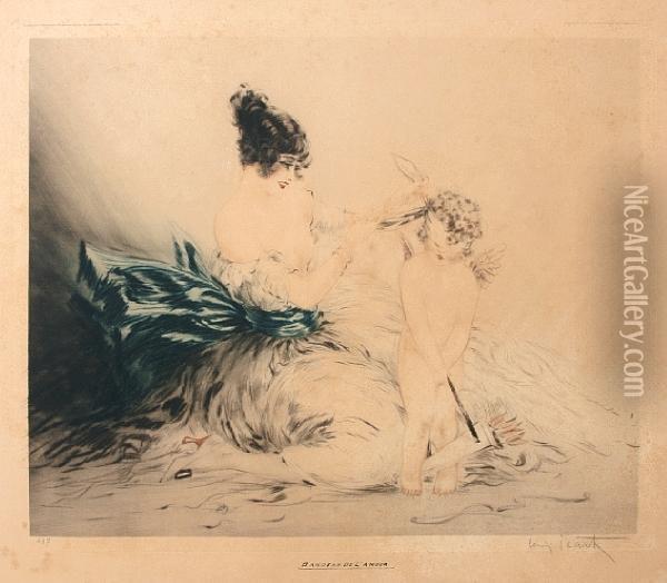 Blindfold Oil Painting - Louis Icart