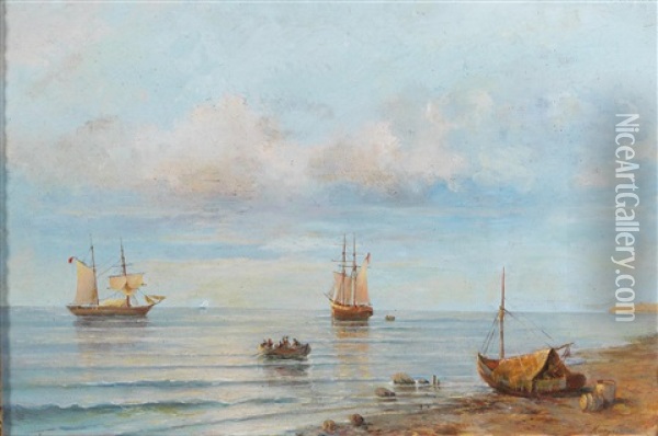 The Calm And The Stormy Sea Oil Painting - Grigorij Kapustin