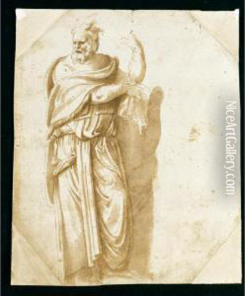 Due Studi Dall'antico: Giano ( Oil Painting - Girolamo da Carpi