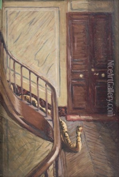 Danger Dans L'escalier Oil Painting - Pierre Roy
