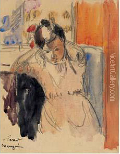 Jeune Femme Se Coiffant Oil Painting - Henri Charles Manguin