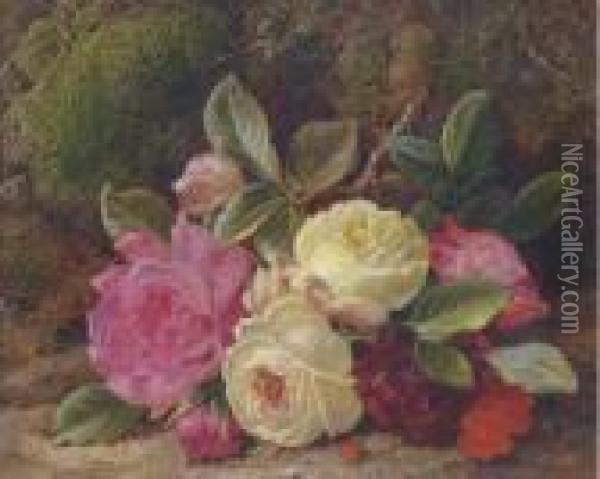 A Spray Of Roses Oil Painting - George Clare