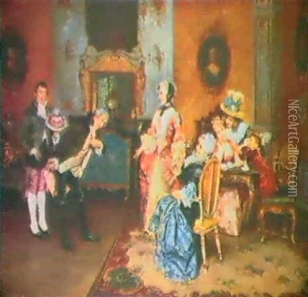 The Suitor Oil Painting - Leopold Schmutler