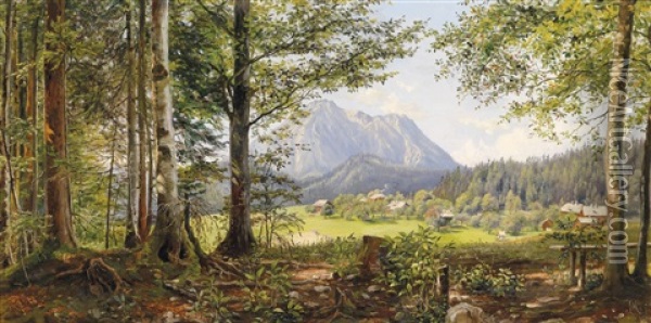 Lieblingsplatzchen - Blick Auf Den Sarstein Und Lichtersberg Nachst Alt-aussee In Steiermark Oil Painting - Marie Ertl