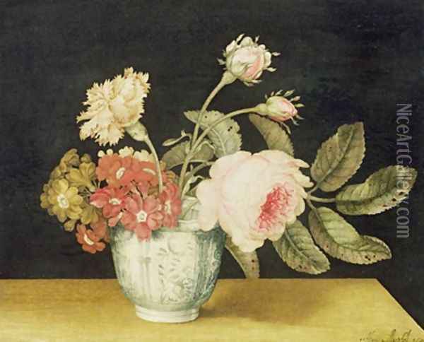 Flowers in a Delft Jar Oil Painting - Alexander Marshal