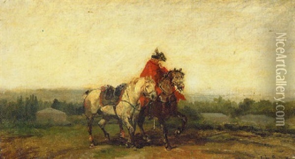 Le Cavalier Et Sa Monture Oil Painting - John Lewis Brown