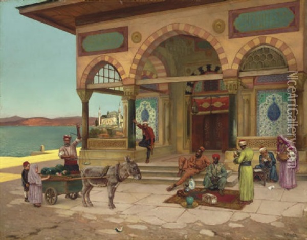 Outside The Selim Turbe, Constantinople Oil Painting - Rudolf Ernst