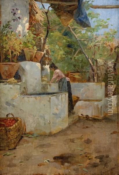 Motiv Fran Anacapri Oil Painting - Agneta (Agnes) Boerjesson