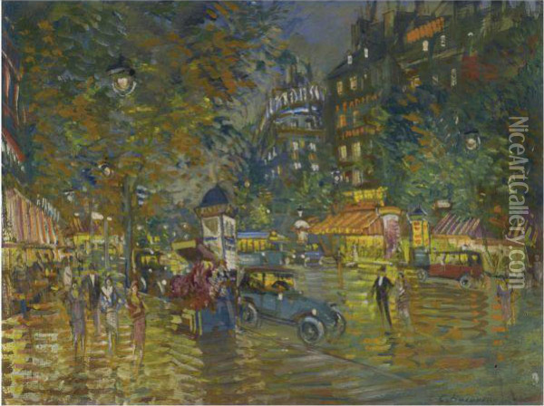 Evening In Paris Oil Painting - Konstantin Alexeievitch Korovin