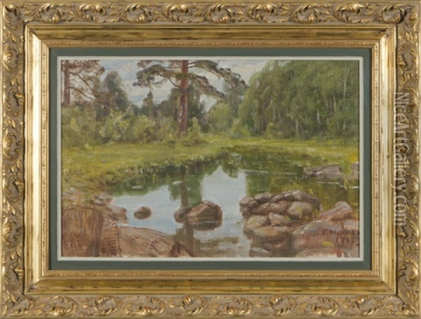 Pond Oil Painting - Elias Muukka
