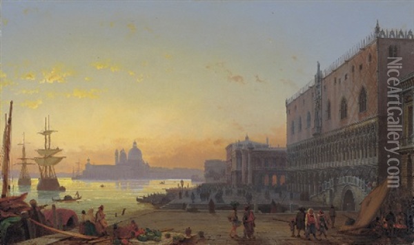 Venedig Bei Sonnenuntergang Oil Painting - Friedrich Nerly