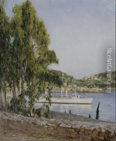 Vista De Ria Con Buque Oil Painting - Luis Anglada Pinto