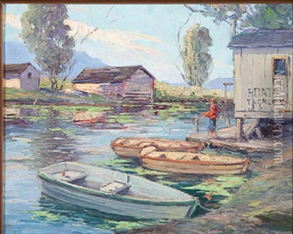 Boy Fishing Oil Painting - Frank Edward Lloyd