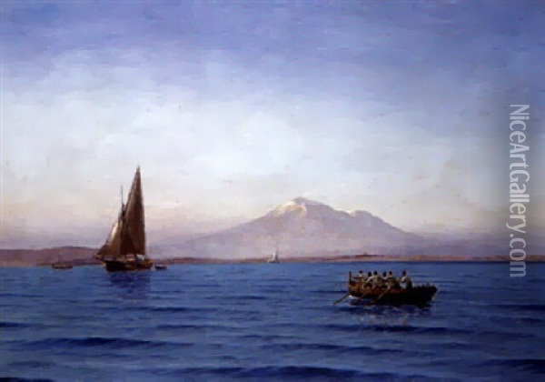 Neapolitanske Fiskere Udfor Vesuv Oil Painting - Holger Luebbers