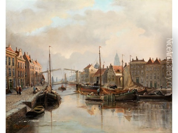 Ansicht Von Middelburg Oil Painting - Adriaan Marinus Geyp