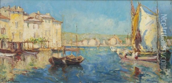 Bords De Canal Oil Painting - Georgi Alexandrovich Lapchine