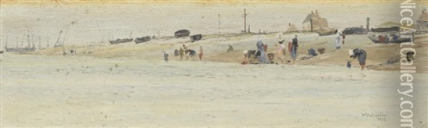 Fisherwomen On A Beach Oil Painting - William Lionel Wyllie