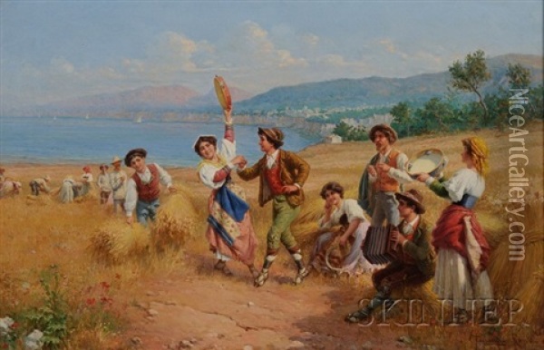 Merry Dance At The Harvest Oil Painting - Carlo Ferranti