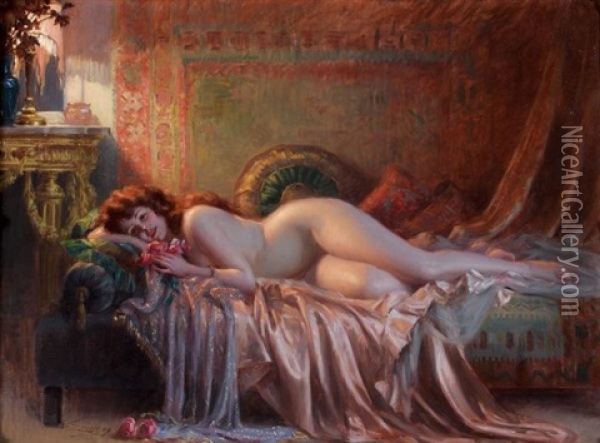 Le Parfum Des Roses Oil Painting - Delphin Enjolras