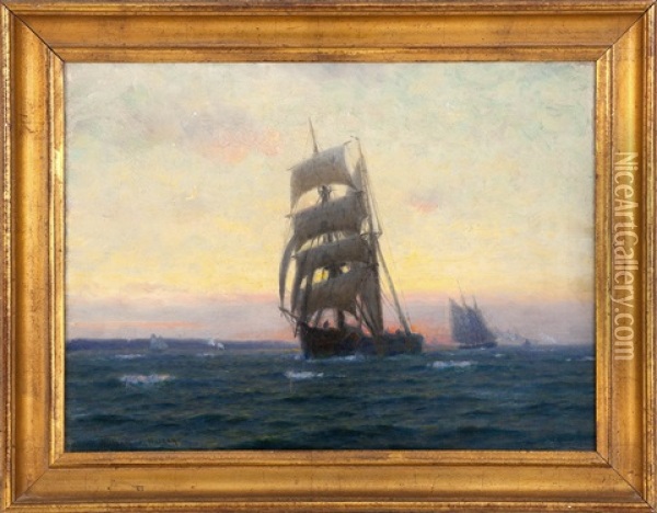 A Sunset Sail Oil Painting - William Edward Norton