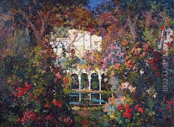 Un Jardin D'alger Oil Painting - Eugene F. A. Deshayes